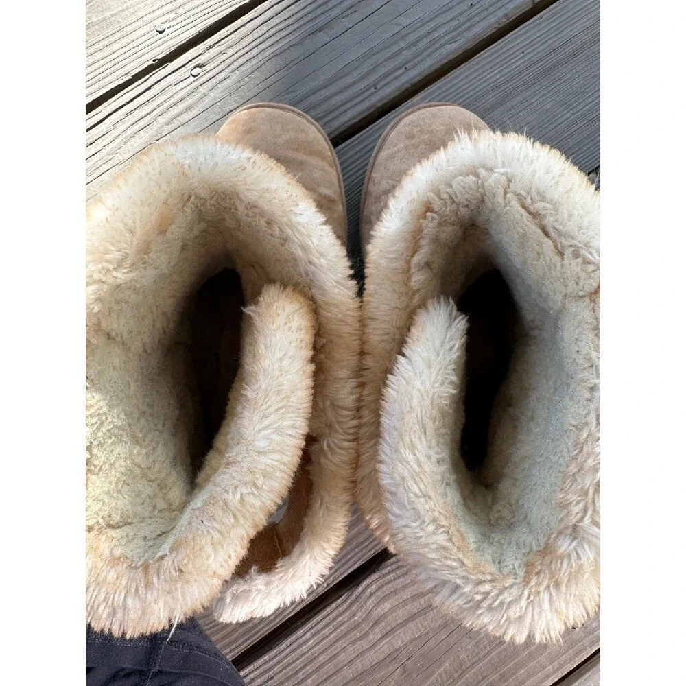 Lamo Suede Boots Tan Suede‎ Leather Faux Fur Woman's 11